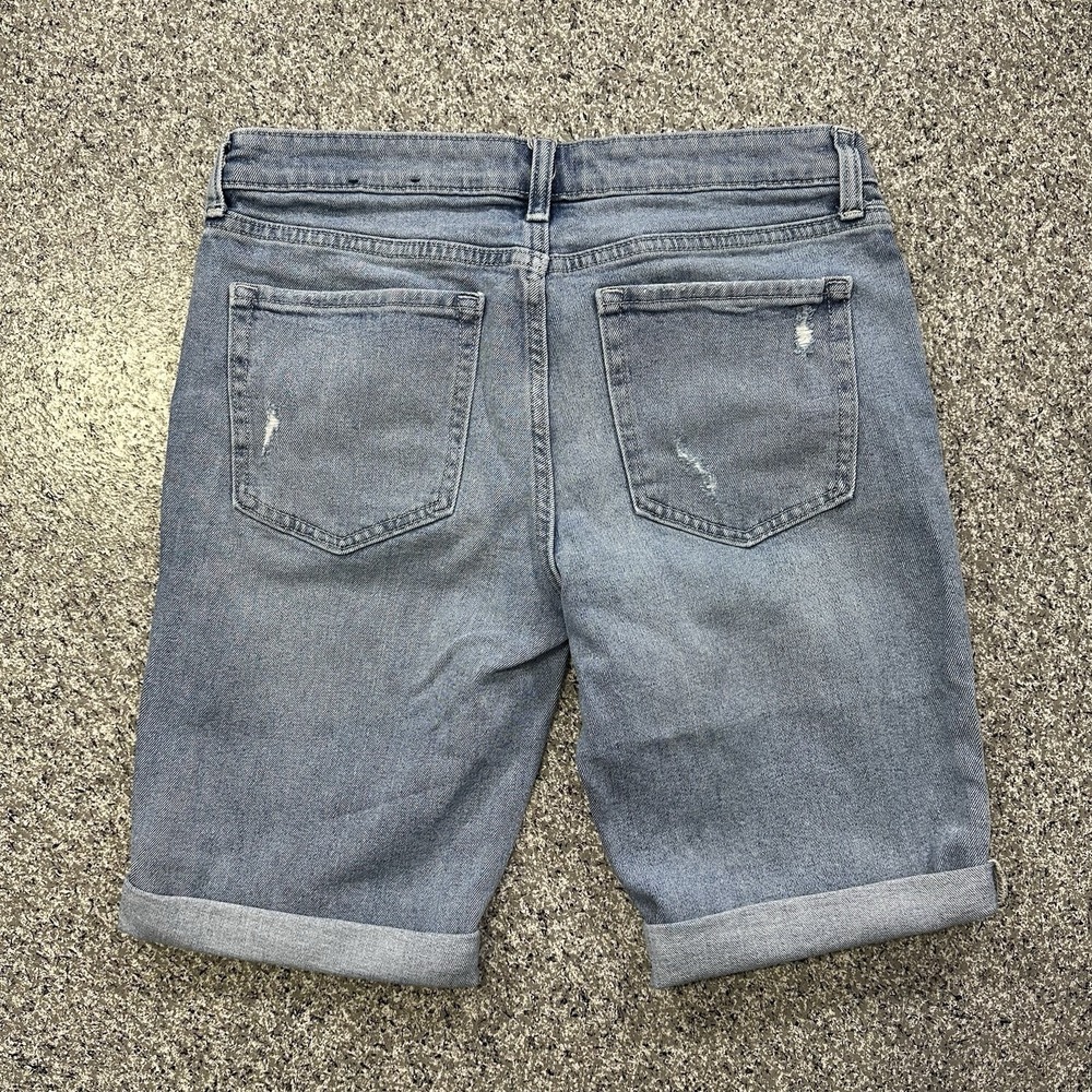 Gap Shorts Womens 4 27x9 Mid Rise Denim Jean Bermuda Cuffed Light Wash Stretch - Picture 3 of 5
